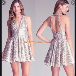 Shimmering sequin halter cocktail dress